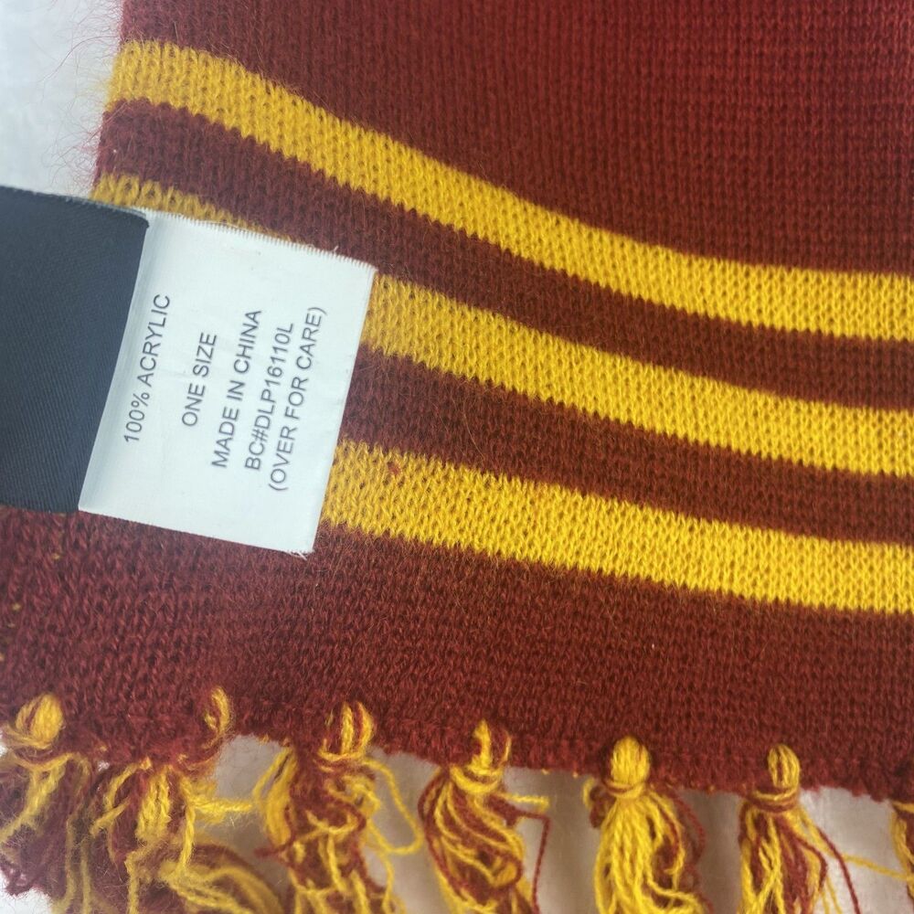 Harry Potter Gryffindor Scarf Red Yellow Logo Striped - Picture 6 of 7